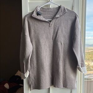 Tahari Taupe Quarter-Zip Sweater